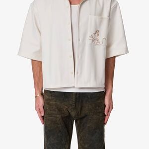 mnml Felted Cropped Shirt - Brown/White Size XXXLBrown/White / XXXL